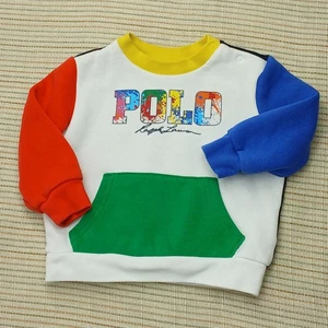 Jungen Polo Ralph Lauren Kleinkind Farbblock Pullover Sweatshirt Größe 12M neu ohne Etikett - Bild 1 von 10