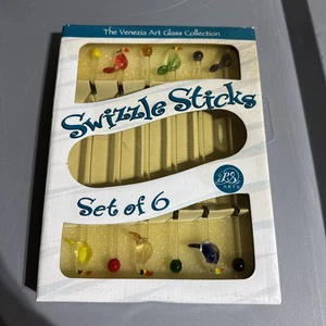 8" Venezia Art Glass Collection Drink Stirrers Swizzle Sticks Toucans Birds - Picture 1 of 11