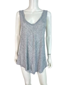 Antibes Blanc Women's Tank Top Shirt Striped Blue 100% Linen Knit V Neck Size L - Picture 1 of 9