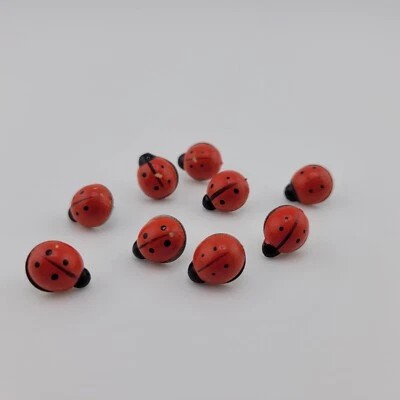 9 Vintage Wood Ladybug Decorative Thumb Tacks/Push Pins  - Image 1 of 4