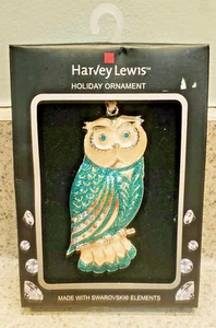 Neu im Karton Harvey Lewis Swarovski-Kystale EULE Emaille Weihnachtsschmuck Feiertag Glitzer - Bild 1 von 5
