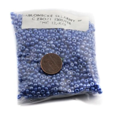 Cuentas de vidrio semilla rondelle brillo azul vintage checo 105 g 3 mm Jablonex Foto 1 de 2