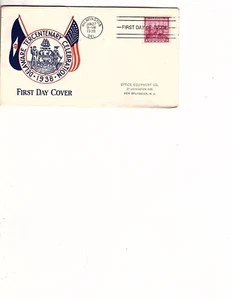 US FDC 836 Plimpton cachet 1938 Swedish Finnish land Delaware Tercentenary (j3 - Picture 1 of 1