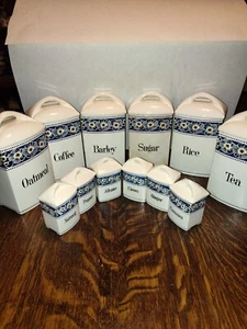 Rare Antique Mignon Germany Canister Spice Set Ceramic Vintage Kitchen Storage - Picture 1 of 18