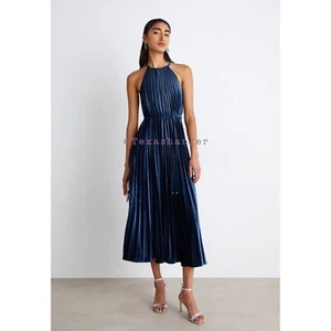 NWT Ted Baker Kassiah Pleated Halterneck Midi Dress Ted Size 2/US 6/ Medium - Picture 1 of 22