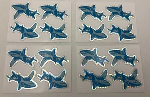 (16)x Blauer Hai Aufkleber Hologramm Vollfarbig Sticker Posten - Bild 1 von 2