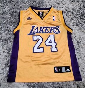 Adidas Kobe Bryant Los Angeles Lakers 24 Jersey Youth Size Small NBA Purple Gold