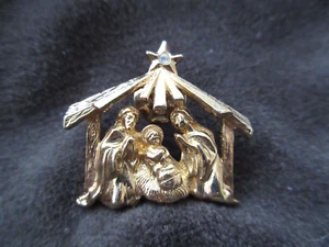 Vintage Krippe Krippe Strass Stern Jesuskind Weihnachten Anstecknadel sehr guter Zustand - Bild 1 von 3