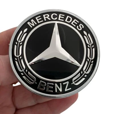 57mm Front Hood Emblem BLACK Star For MB C180 C200 C250 C300 C350e C400 C43 C63 - Image 1 of 3