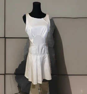 ZAC POSEN Vestito tubino donna BIANCO a costine senza maniche TAGLIA 12 nuovo con etichette - Foto 1 di 5