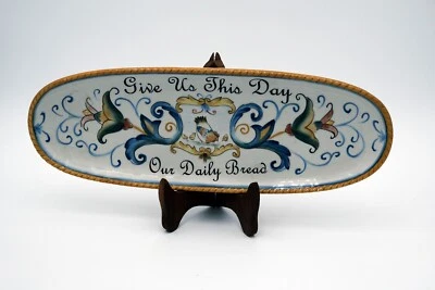 Fitz and Floyd Ricamo ceramic serving tray Give Us This Day Our Daily Bread  - Image 1 of 4