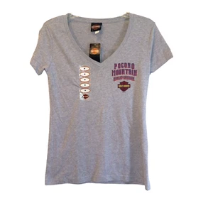 Harley-Davidson Damen T-Shirt Gr. M NEU Grau V-Ausschnitt Pocono Mts Kurzarm - Bild 1 von 7