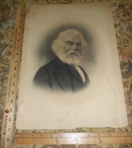 Henry Wadsworth Longfellow - Grande, rara foto litografia XIX secolo 12x17 - Foto 1 di 3