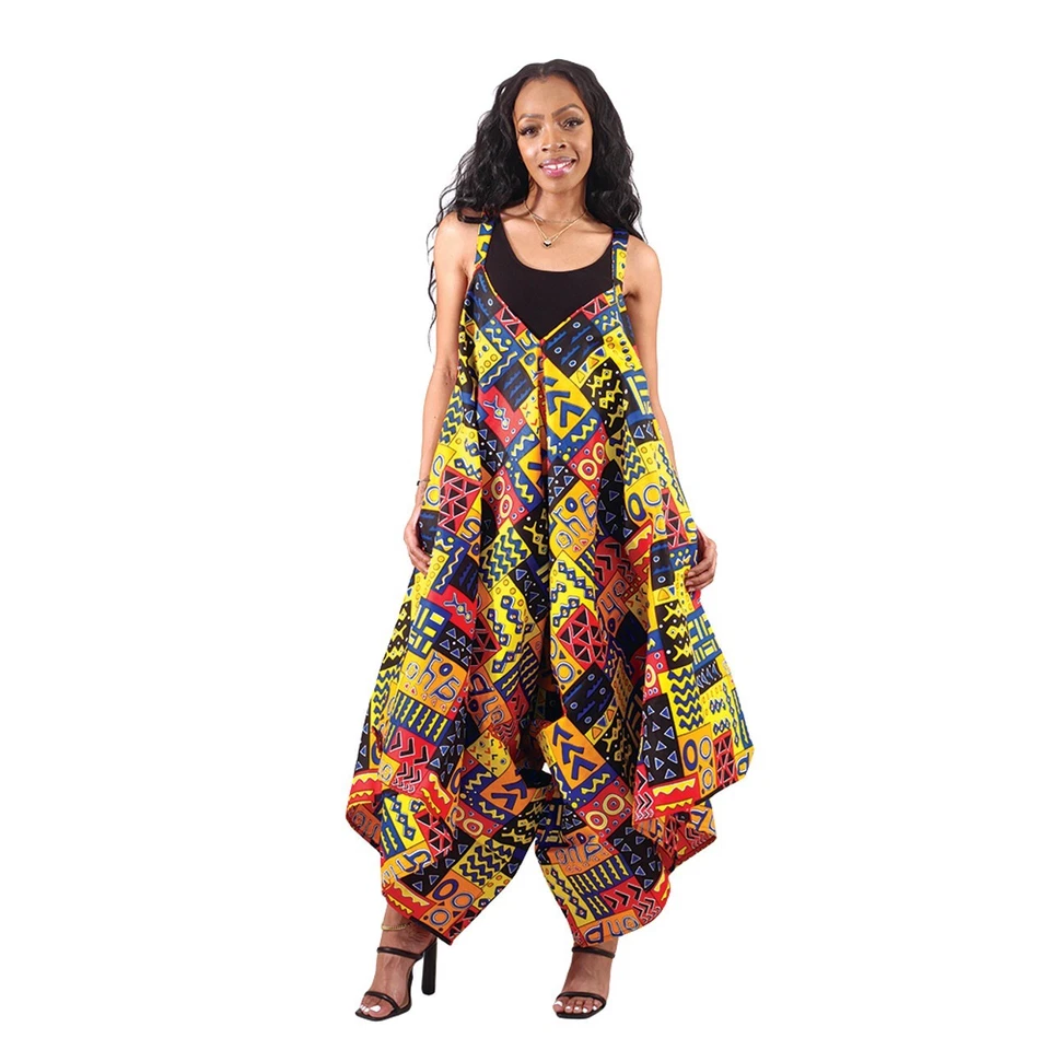 African Traditional Kente Women's Jumpsuit Dress Clothing Multi Color  - Image 1 of 2