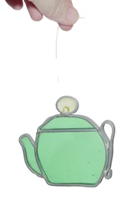 Vintage Stained Glass Small Green Teapot Sun Catcher 3 1/2" - Picture 1 of 4