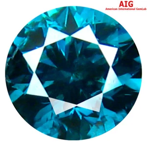 0,28 ct AIG certificato I2 diamante naturale colore blu vivo taglio rotondo (4 x 4 mm) - Foto 1 di 3