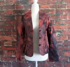 Abandon Women's Italian Lamb Leather Jacket M Red & Black Abstract Floral