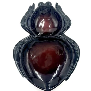 Spirit Halloween Heavy Ceramic Black Red Spider Chip & Dip Platter Retired 17” - Picture 1 of 5