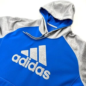 Adidas Climawarm blu e grigio pullover felpa con cappuccio uomo 2XL maniche raglan - Foto 1 di 10