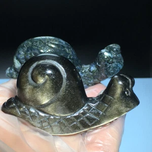94g Natural Crystal Various ores Hand-carved Exquisite snail statues gift 2pcs - Picture 1 of 4