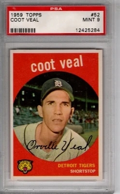 1959 Topps  #52 Coot Veal   - PSA 9  Complete set being listed - Image 1 of 2