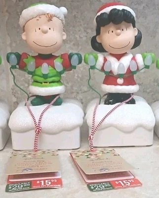 2015 Hallmark Peanuts Wireless Band Christmas Light Show Set of 2 NEW w/Tags - Image 1 of 4