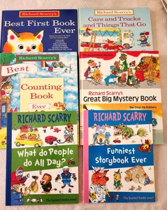 6 x RICHARD SCARRY *Large Vintage  Classic Kids Learning Books  *NEW and LIKE - Picture 1 of 9