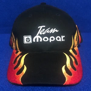 Rare Team Mopar Hat Cap Embroidered Logo Black with Red Flames Adjustable - Picture 1 of 8