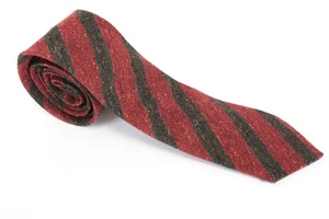 SUITSUPPLY Men's Tie ~150x8cm Red Striped Melange Silk Wool Pointed-End - Picture 1 of 7