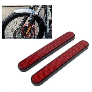 2Pcs Vorne Hinten Gabel Bein Reflektierende Reflektor Aufkleber Für Harley ROT - Picture 1 of 11