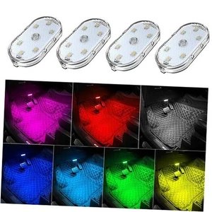 4 PCS Car Led Lights Interior,7 Colors Ambient Lighting 4PCS 7 Colored Lights - Afbeelding 1 van 7