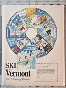 1976 SKI VERMONT The Beckoning Country Vintage Print Art Pinup Magazine Page - Bild 1 von 4