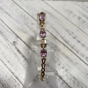 Vintage Armband 10 Karat rosa Amethyst & Diamant, Nachlass, schönes Stück - Bild 1 von 10