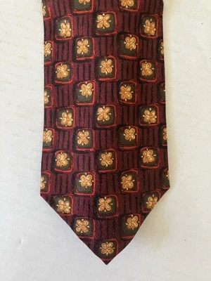 Corbata para hombre XMI serie 325 Nordstrom seda roja cuadrados flores doradas 57" Foto 1 de 4