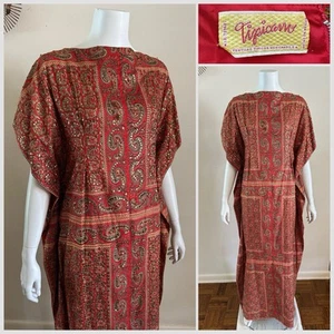 1960s Tipicano Sequined Caftan Hostess Dress Maxi Tunic Resort Sparkle 70s VTG - Picture 1 of 24