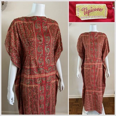 1960s Tipicano Sequined Caftan Hostess Dress Maxi Tunic Resort Sparkle 70s VTG - Image 1 of 4
