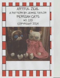 Buy 2 Get the 3rd FREE, PATTERN, Primitive Folk Art Doll, Persian Cat Doll - Picture 1 of 3