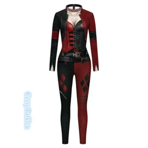 U-D2 Harley Quinn Joker Batman Jumpsuit Womens Halloween Costume - Picture 1 of 5