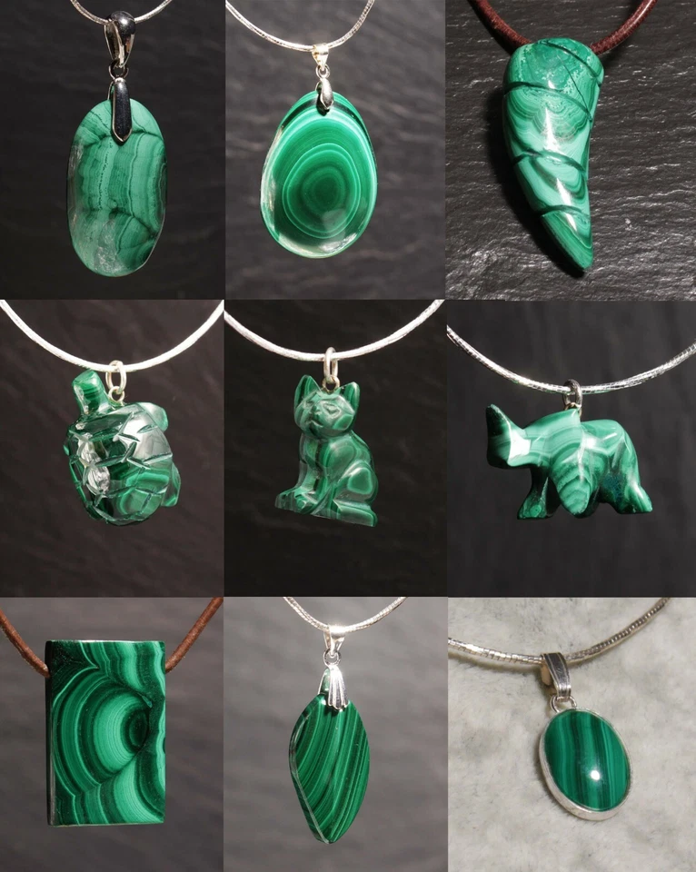 Unikat Edelstein Anhänger Malachit Natur für Ketten und Lederband Steinschatz - Bild 1 von 1