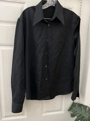 VINTAGE Disfraz Nacional Hombre HOMBRE NEGRO LANA CAMISA ABOTONADA EE. UU. M / 54 ITALIA Foto 1 de 4