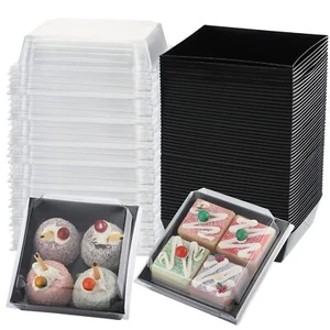 50 Pack Charcuterie Boxes with Clear Lids 5 Inch Cookie Boxes Disposable (Black) - Picture 1 of 7