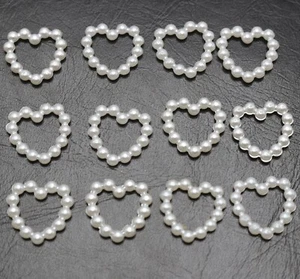 200 pcs Pure White Dotted Sweet Hearts Circle Pearl Beads 10mm Scrapbook Craft - Picture 1 of 6