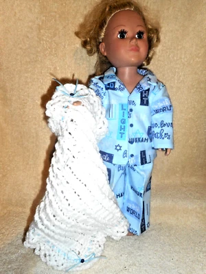 18-дюймовая одежда для кукол подходит для кукол AG — мальчиков или девочек — фланелевая пижама Хануки, афганская - Изображение 1 из 4