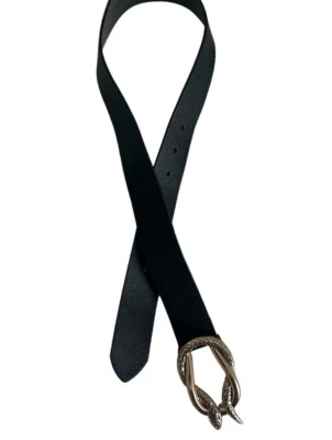 Express Belt Women’s XS Black Synthetic Leather Gold Snake Buckle - Image 1 of 4