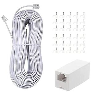 Long Telephone Extension Cord Phone Cable Line Wire with Standard RJ11 Plug a...