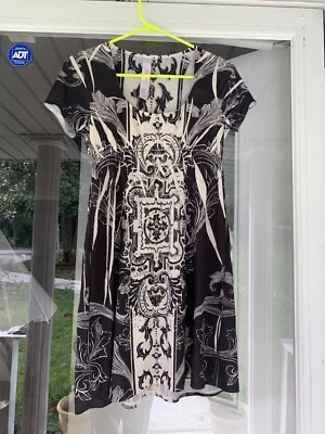 CRISTINALOVE Black/White Beaded Dress Empire Waist Sz Small Foto 1 de 4