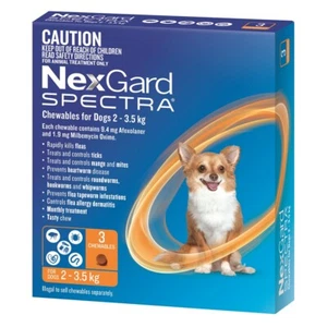 NEXGARD SPECTRA Dogs 2-3.5kg 3 Pk & 6Pk Flea & Tick Treatment Pet Dog Chewable - Picture 1 of 15
