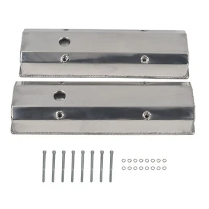 Fabricated Tall Valve Covers 1/4" Billet Rail For 1958-86 Chevy SBC 350 383 400 - Picture 1 of 10
