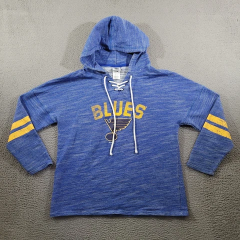 St Louis Blues Hoodie Womens Blue Extra Large Pullover Sweatshirt Drawstring NHL Cover