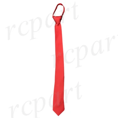 New Poly Men's ready knot zipper pre tied 2.5" skinny neck tie solid red formal - Image 1 of 2